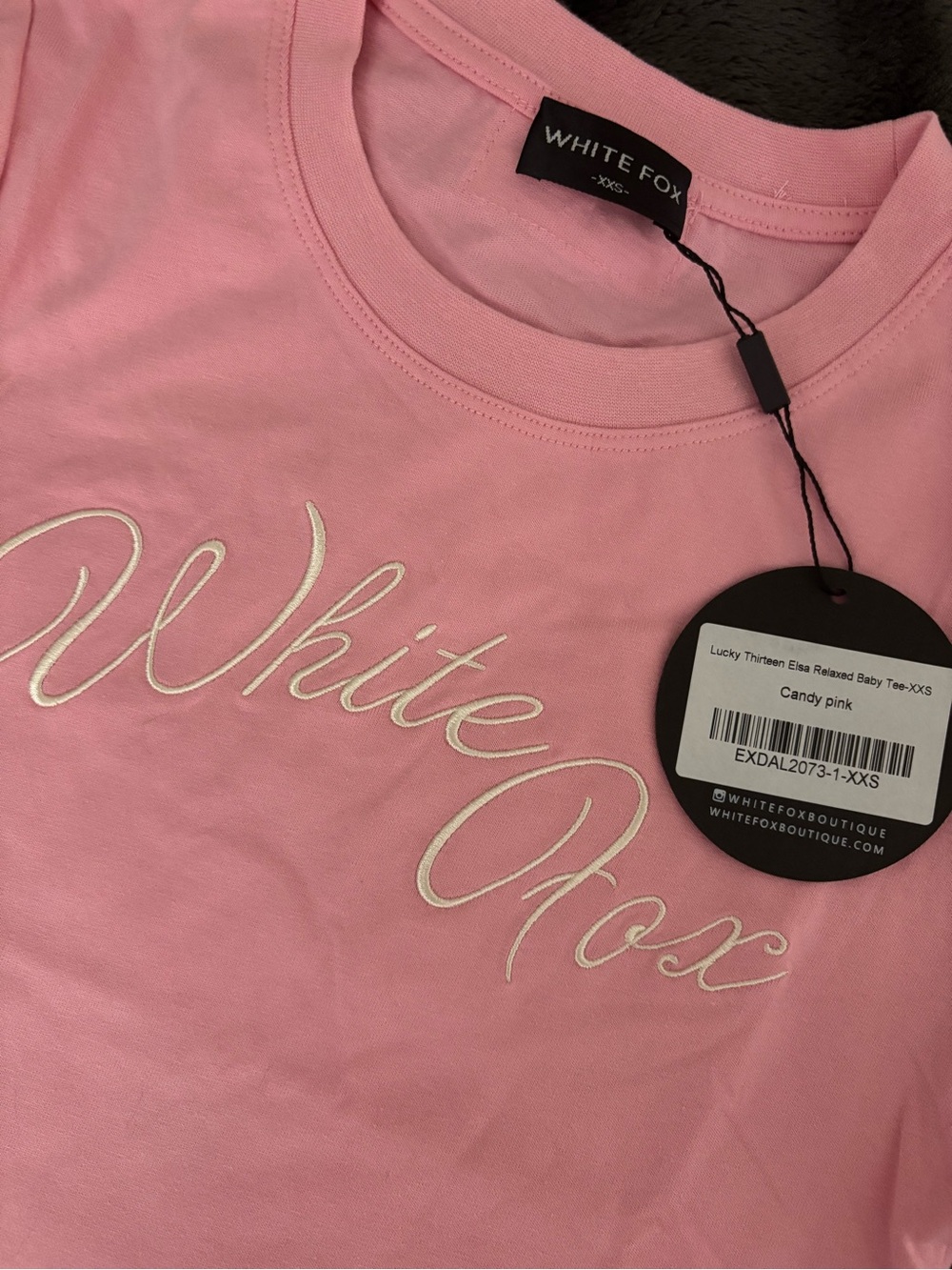 NWT white fox candy pink size xxs lucky thirteen elsa relaxed baby tee ! - Picture 4 of 6
